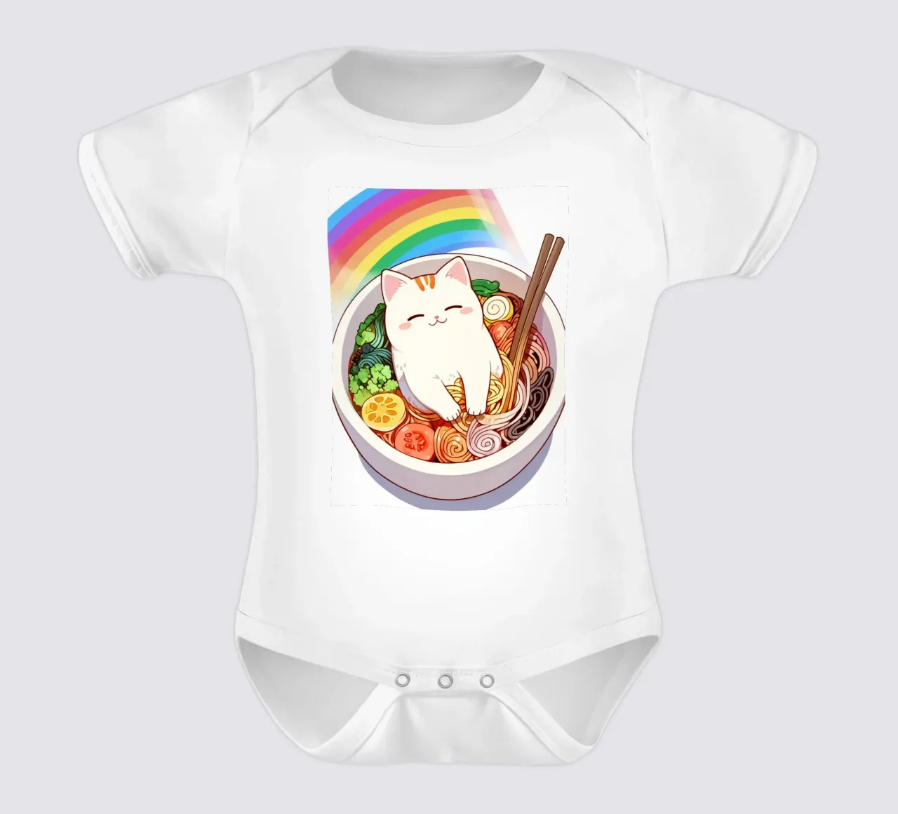 Rainbow Noodles with a Cozy Cat body neonato maniche corte da NEKKI