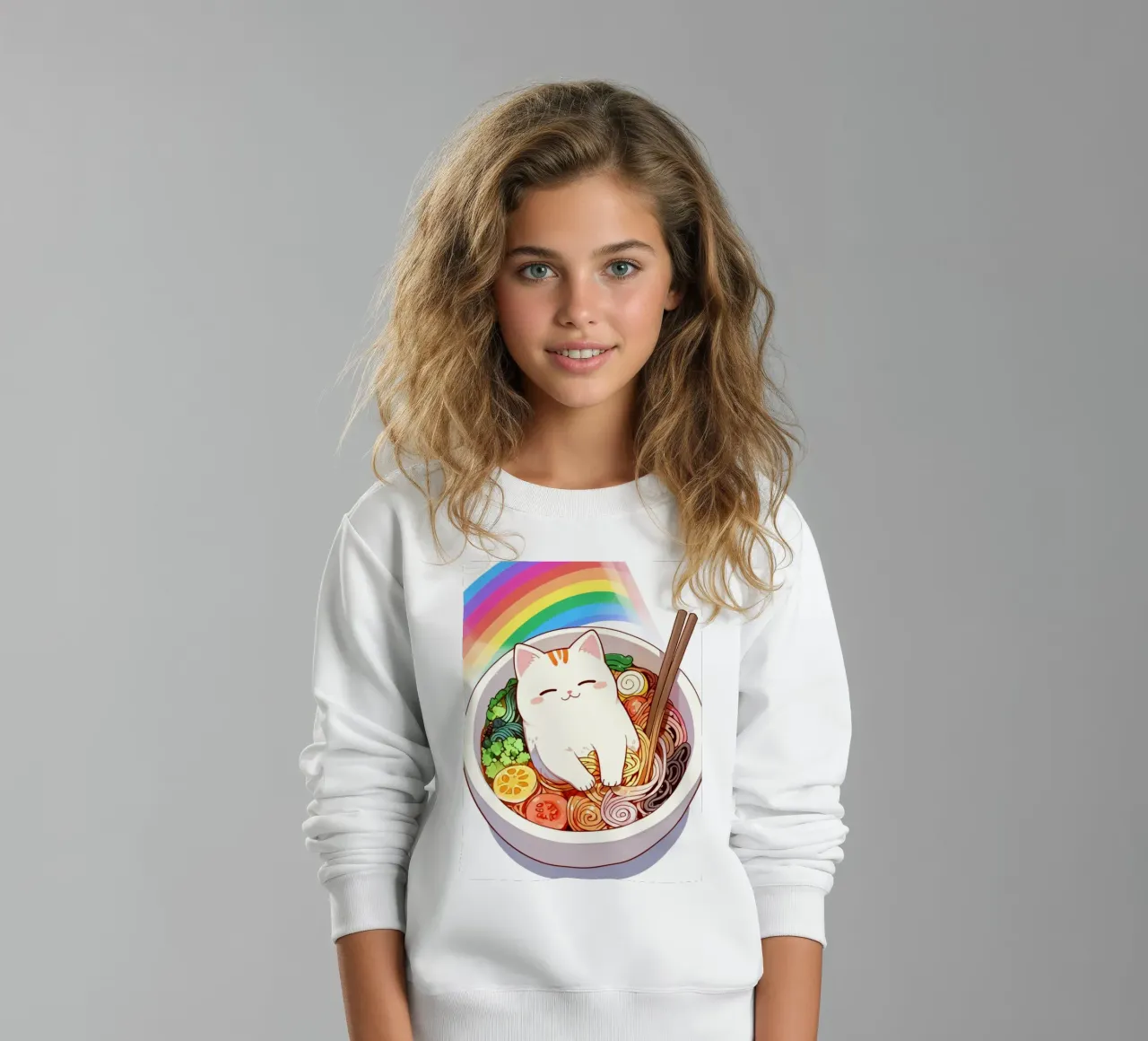 Rainbow Noodles with a Cozy Cat felpa bambino da NEKKI