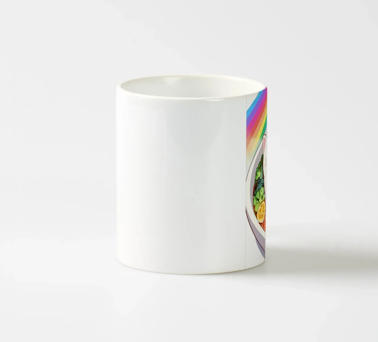 Rainbow Noodles with a Cozy Cat tazza in ceramica da NEKKI