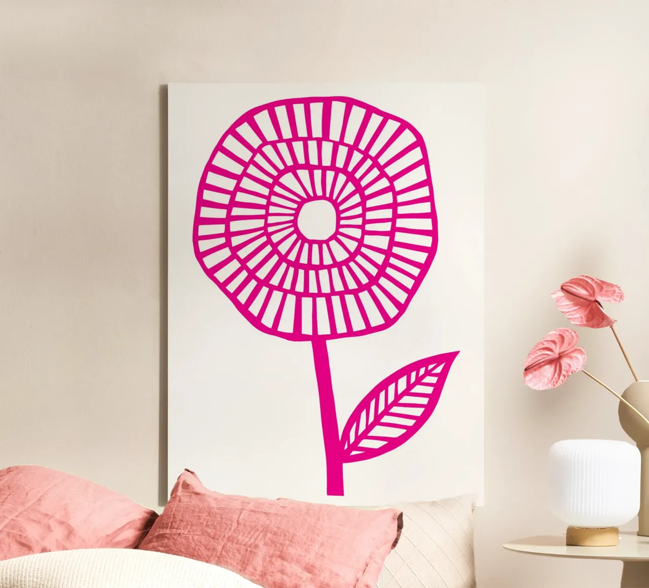 Grote Roze Bloem canvas met Baklijst van Kim Hubball Studio