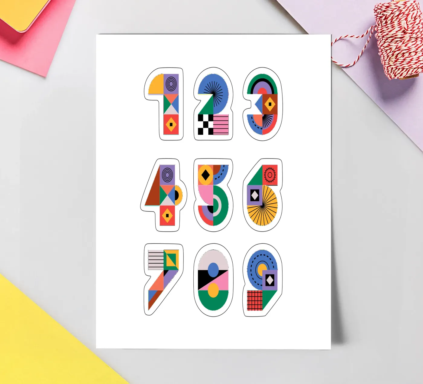 One Two Three stickervel van Tamsen Design