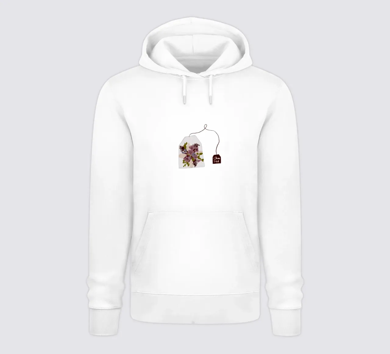 Teebeutel Chai-Tee mit Blumen felpa con cappuccio da Sophie Augustin Illustration