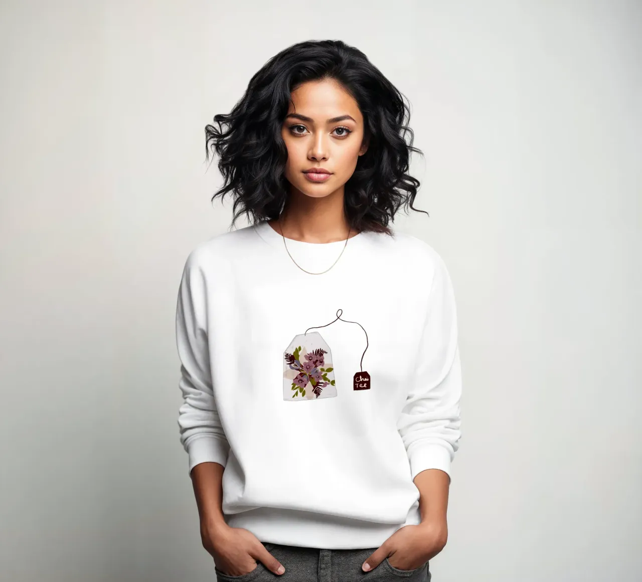 Teebeutel Chai-Tee mit Blumen felpa da Sophie Augustin Illustration