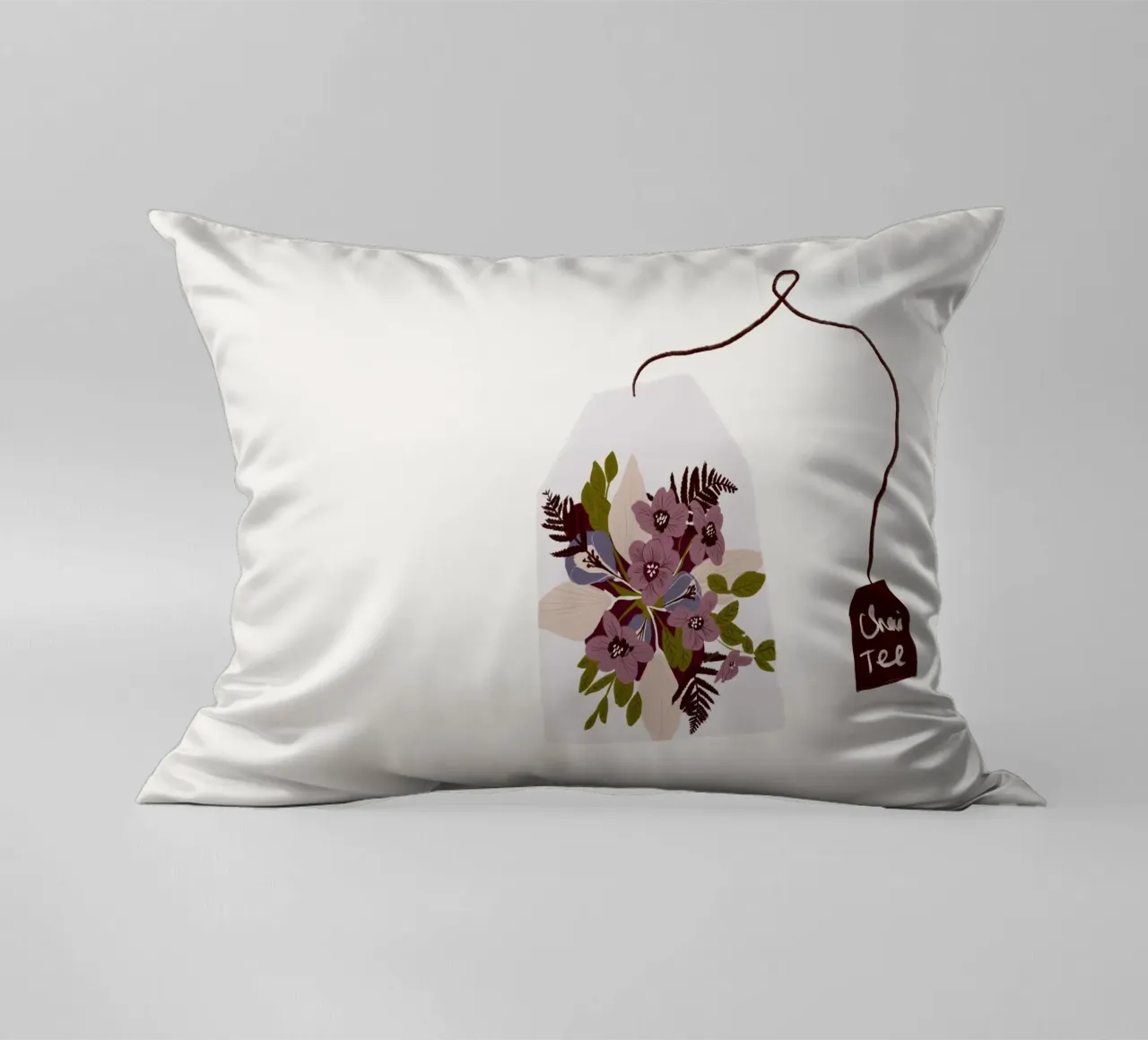 Teebeutel Chai-Tee mit Blumen cuscino da Sophie Augustin Illustration