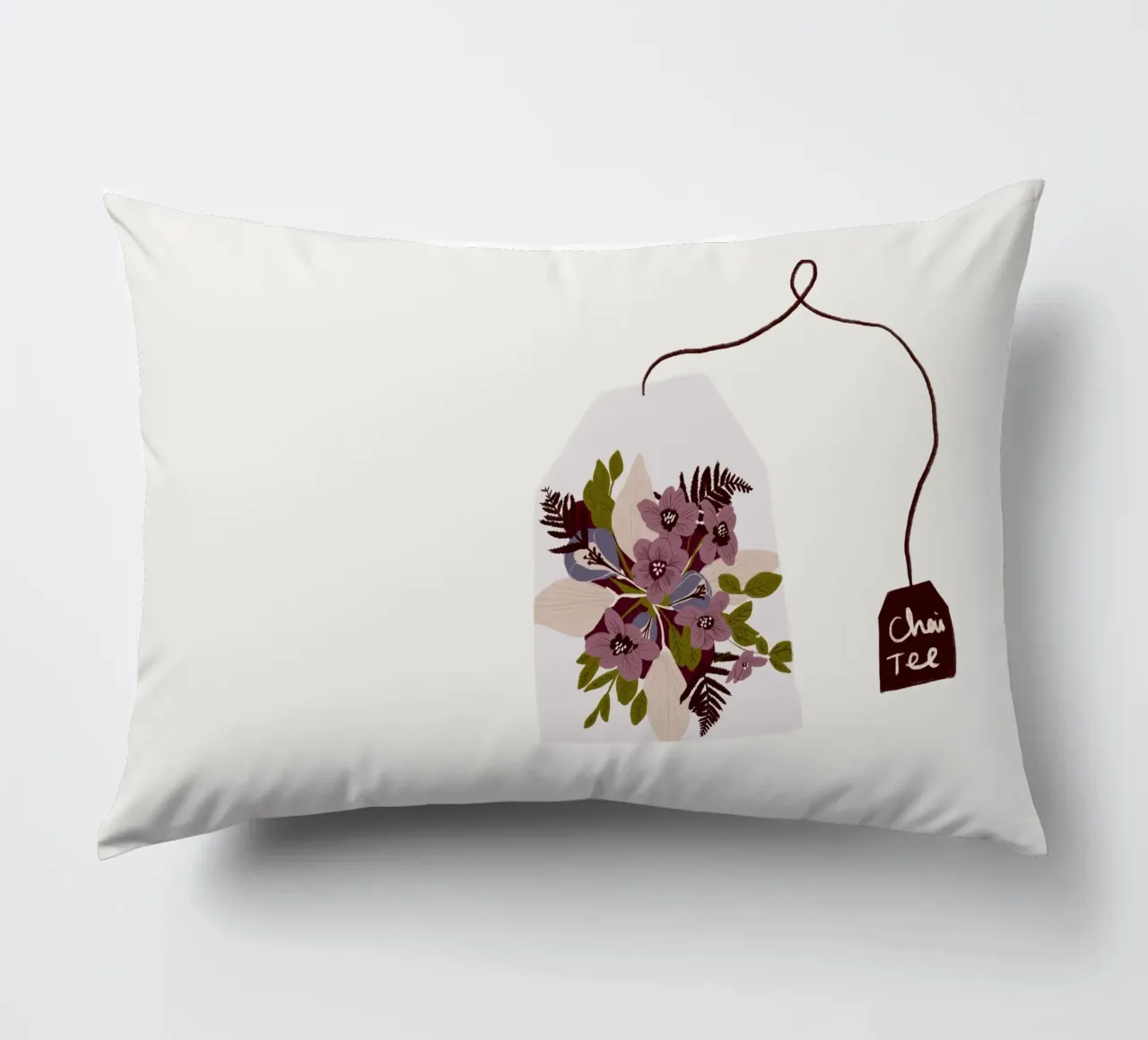 Teebeutel Chai-Tee mit Blumen cuscino da Sophie Augustin Illustration