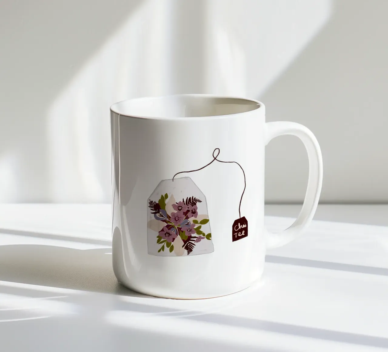 Teebeutel Chai-Tee mit Blumen tazza in ceramica da Sophie Augustin Illustration