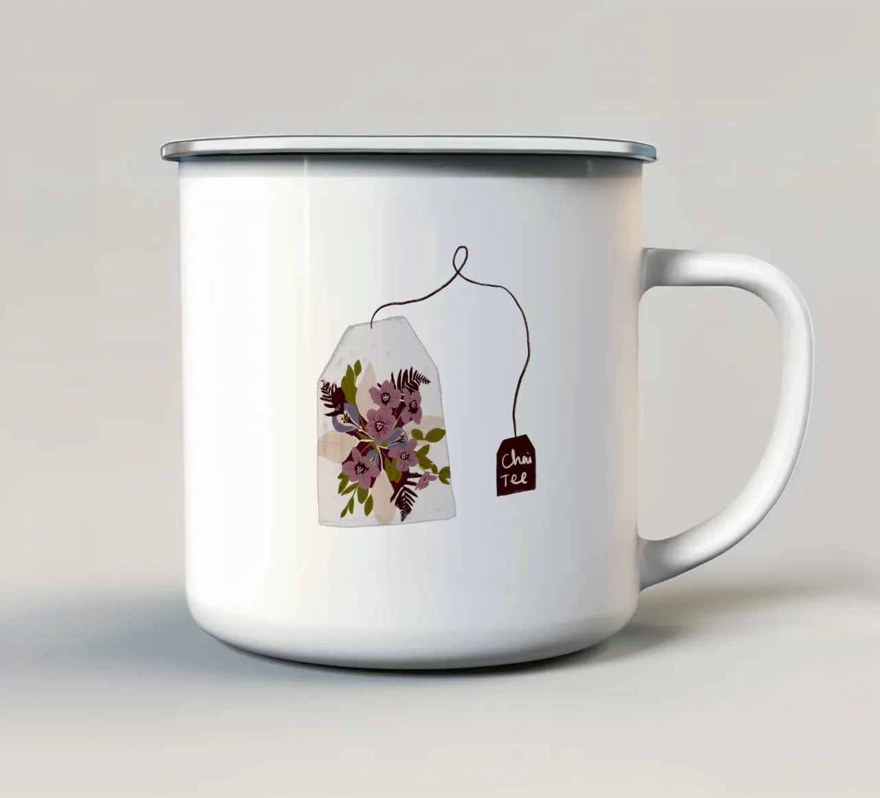 Teebeutel Chai-Tee mit Blumen tazza in smalto da Sophie Augustin Illustration