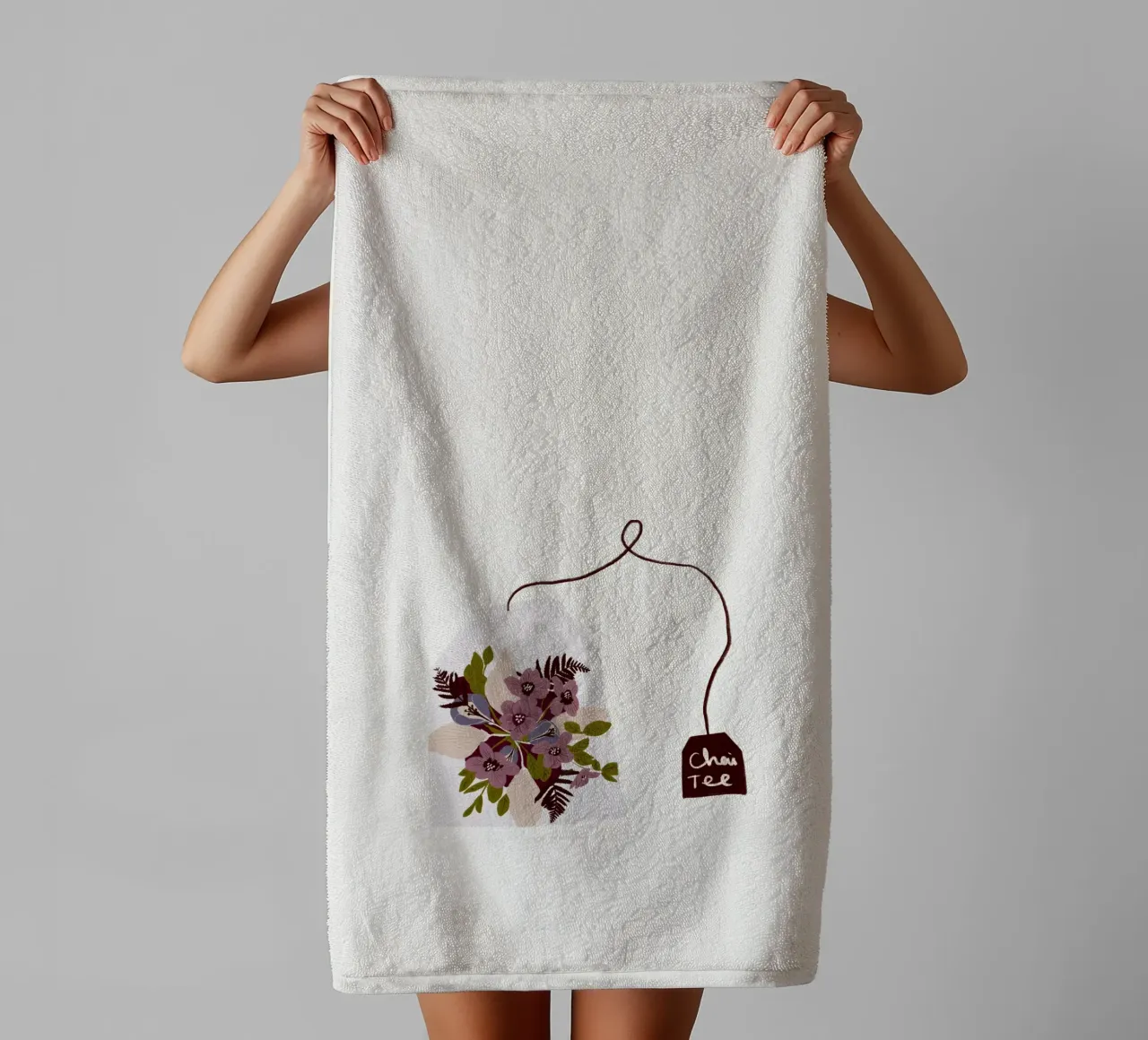 Teebeutel Chai-Tee mit Blumen asciugamano da bagno da Sophie Augustin Illustration