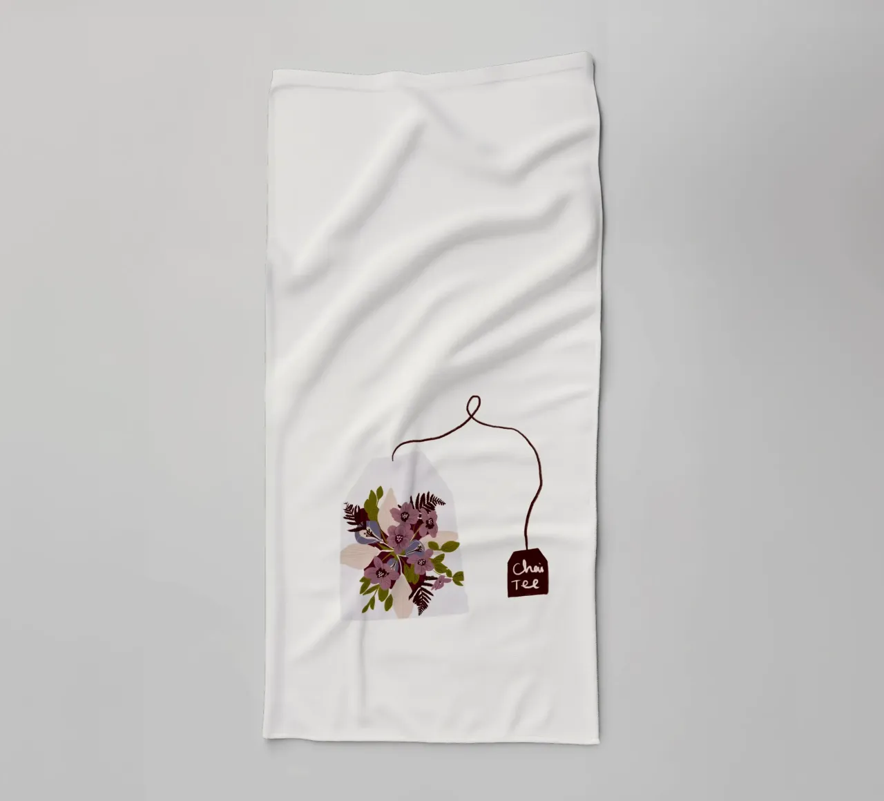 Teebeutel Chai-Tee mit Blumen asciugamano da bagno da Sophie Augustin Illustration