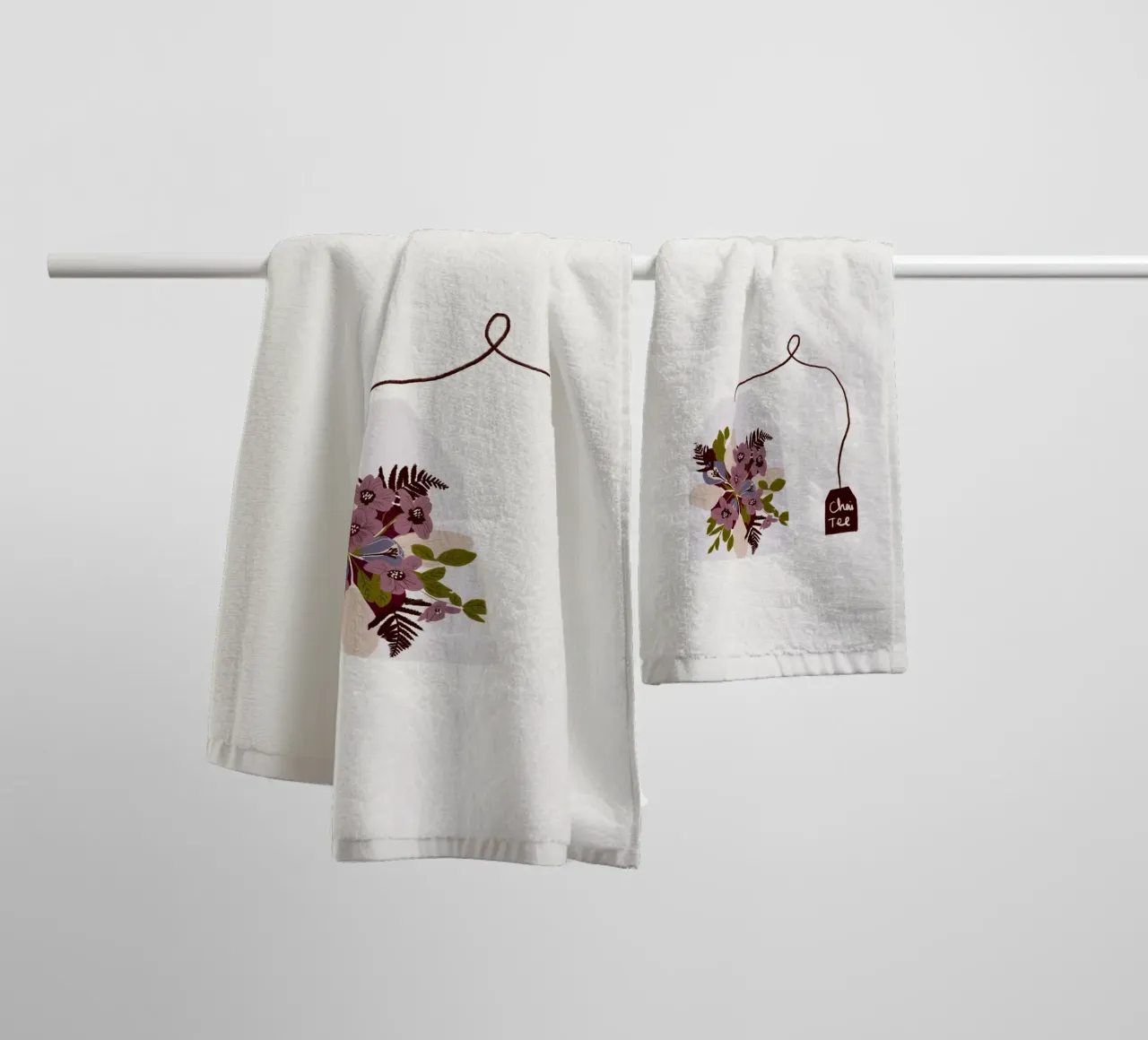 Teebeutel Chai-Tee mit Blumen asciugamano da bagno da Sophie Augustin Illustration