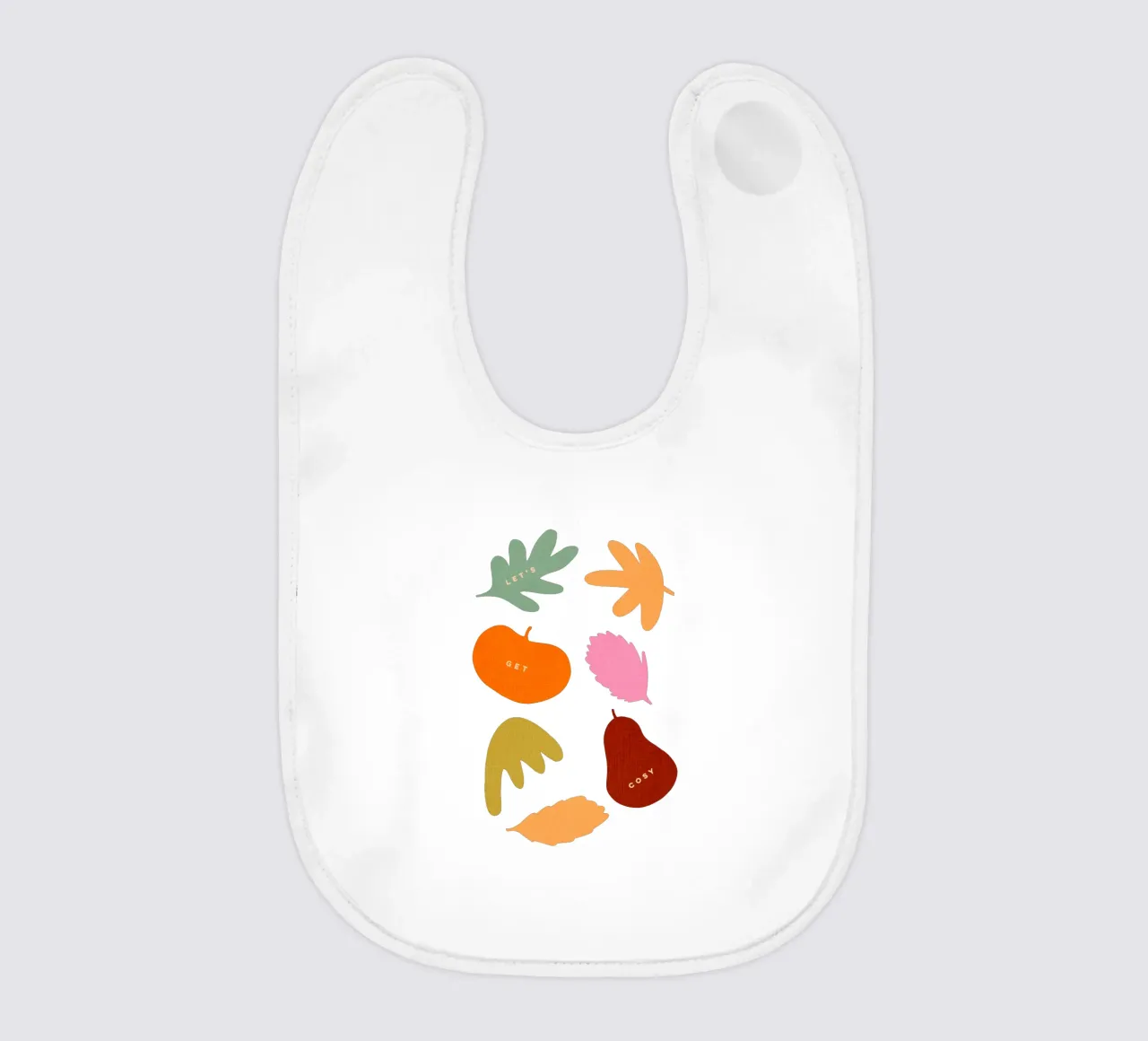 Machen wir es uns gemütlich - Herbstliche Retro-Blätter & Ernte-Icons Babylätzchen von Dominique Vari