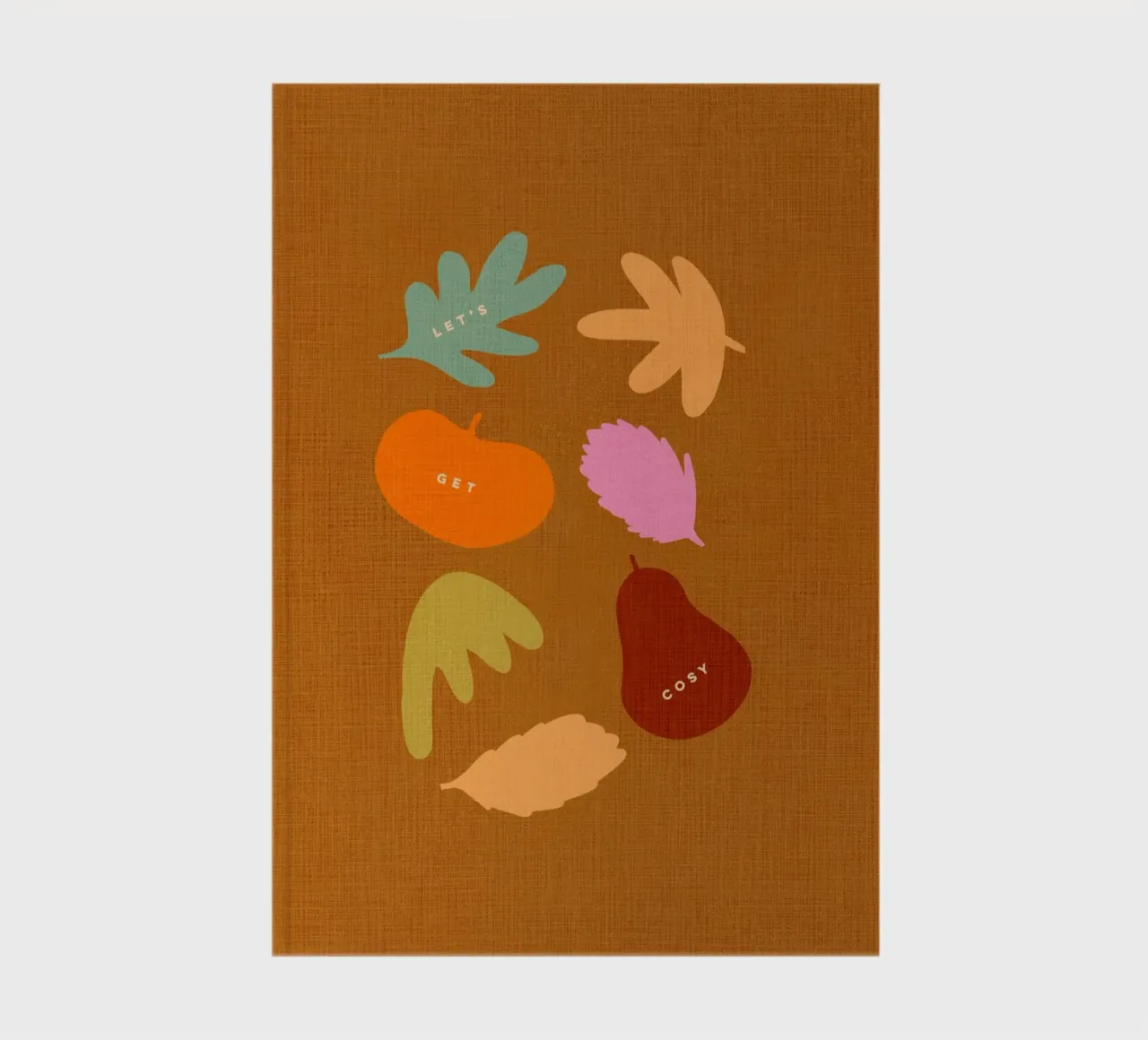 Let’s Get Cosy • Autumnal Retro Leaves & Harvest Icons notebook by Dominique Vari