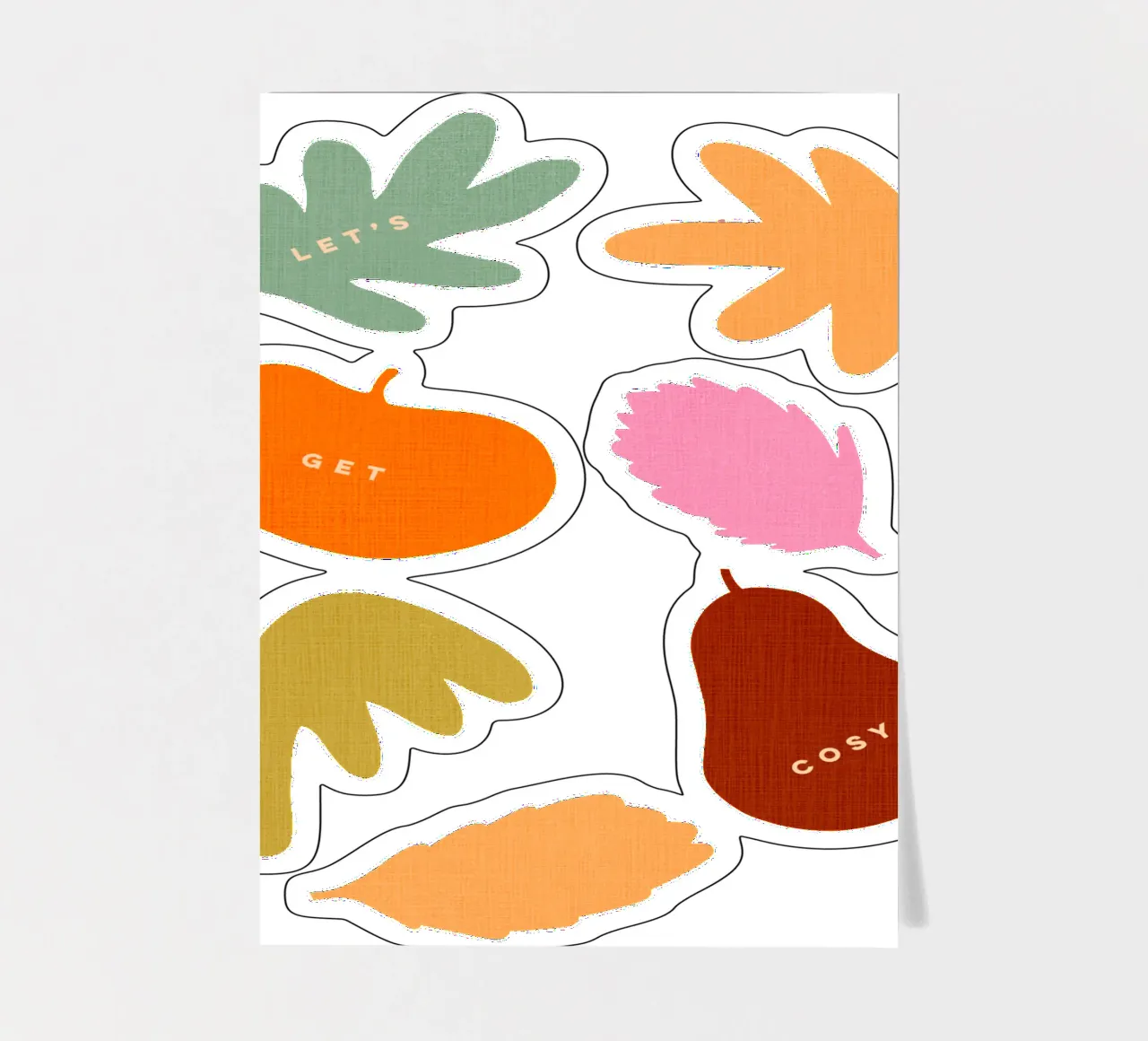 Machen wir es uns gemütlich - Herbstliche Retro-Blätter & Ernte-Icons Stickerbogen von Dominique Vari