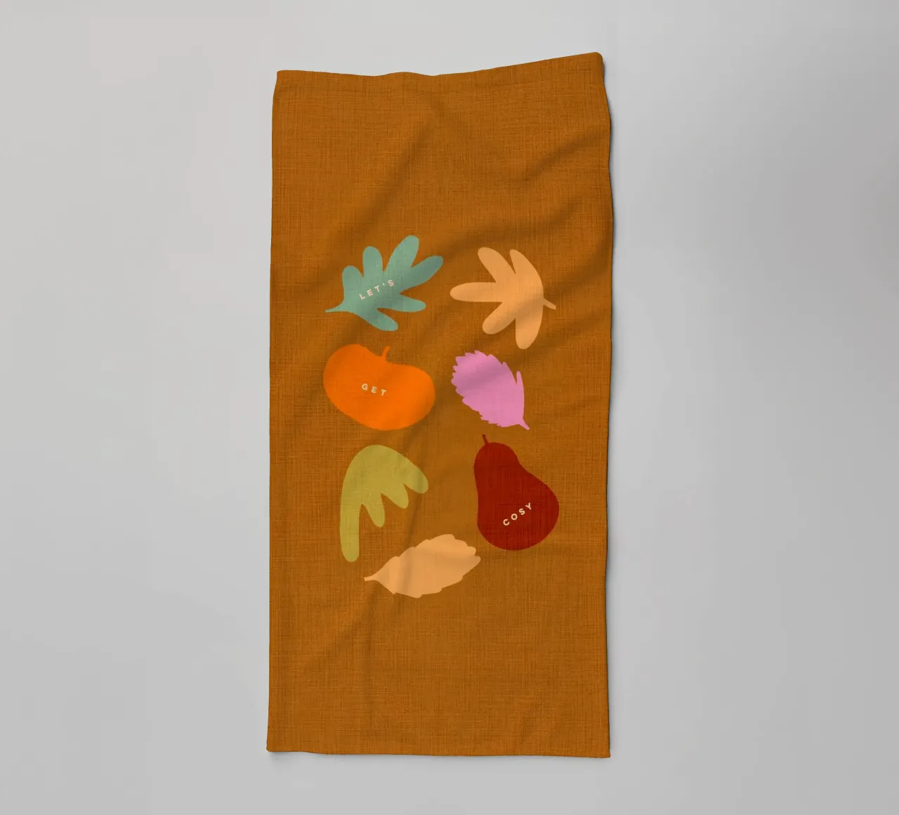 Accogliamoci - Icone autunnali retrò di foglie e raccolto asciugamano da bagno da Dominique Vari