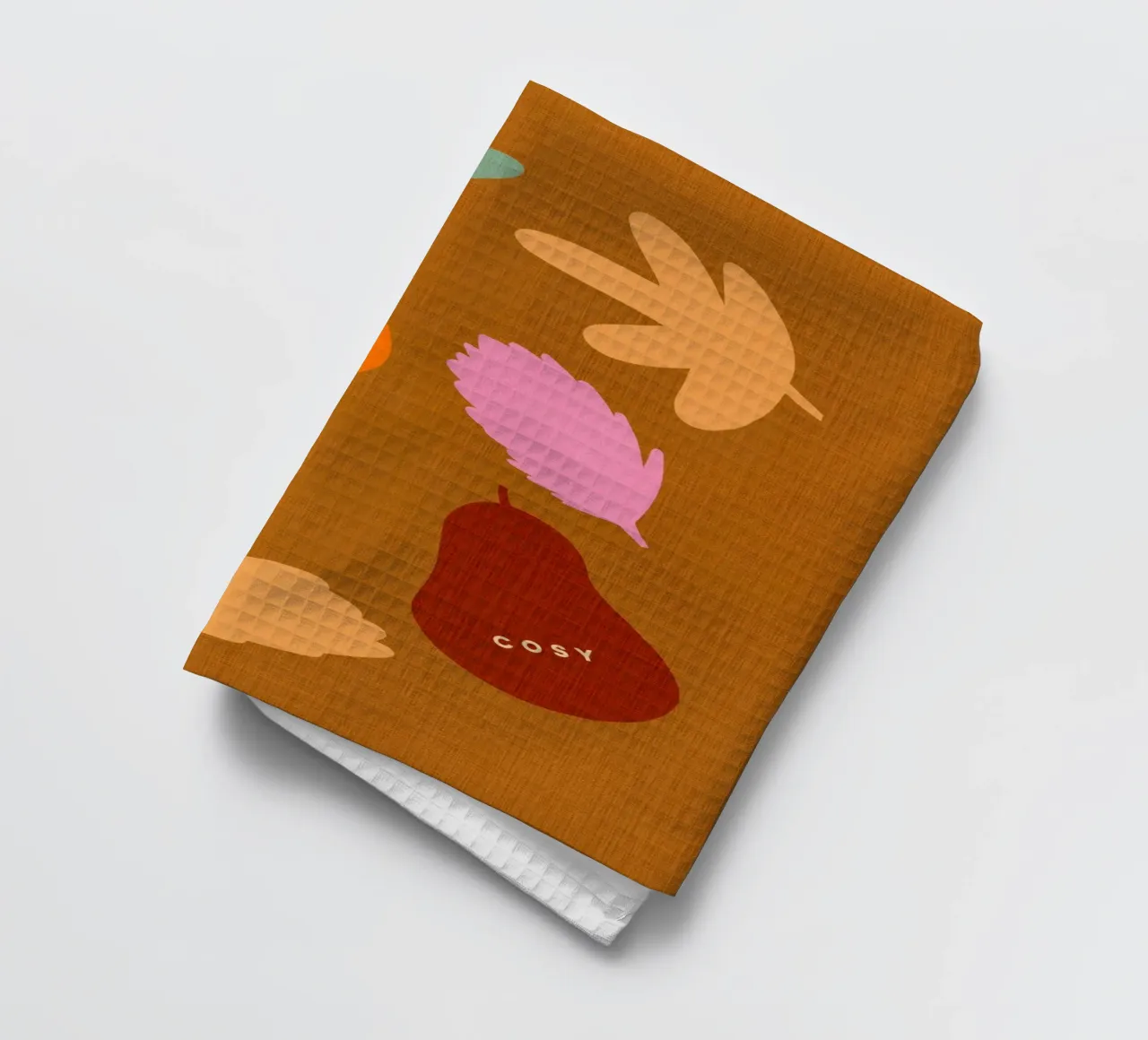 Machen wir es uns gemütlich - Herbstliche Retro-Blätter & Ernte-Icons Geschirrtuch von Dominique Vari