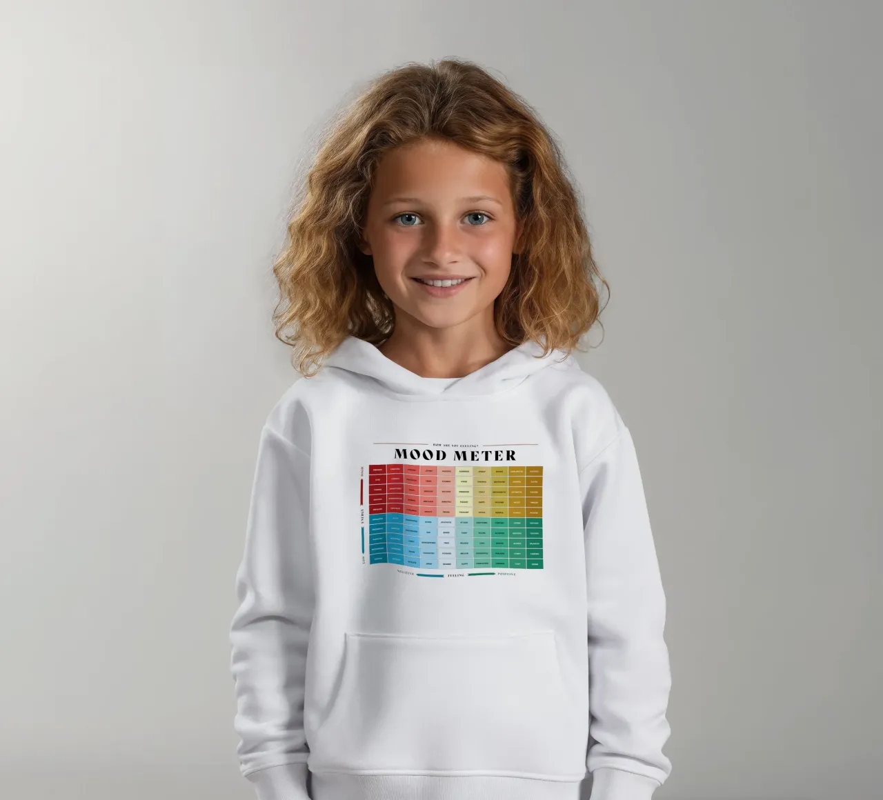 Misuratore dell'umore di come ti senti felpa bambino con cappuccio da Monikaprint