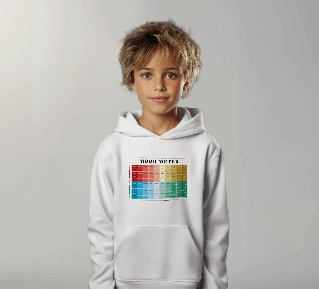 Misuratore dell'umore di come ti senti felpa bambino con cappuccio da Monikaprint