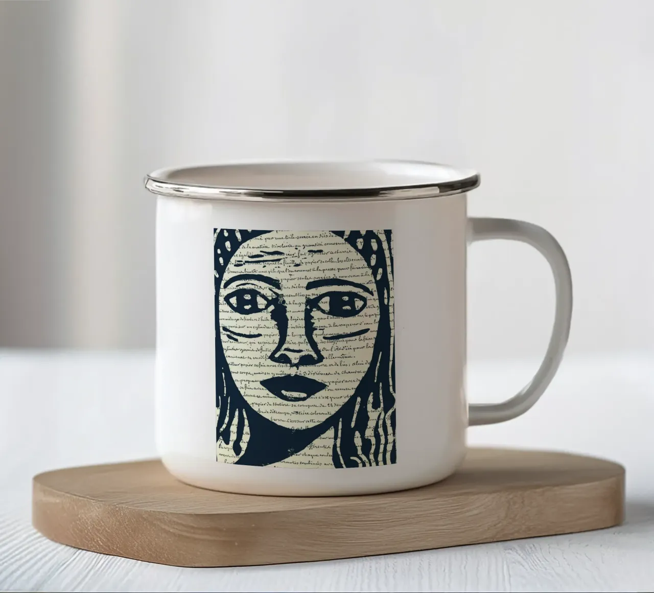 Parole nella pelle tazza in smalto da apoplasticienne