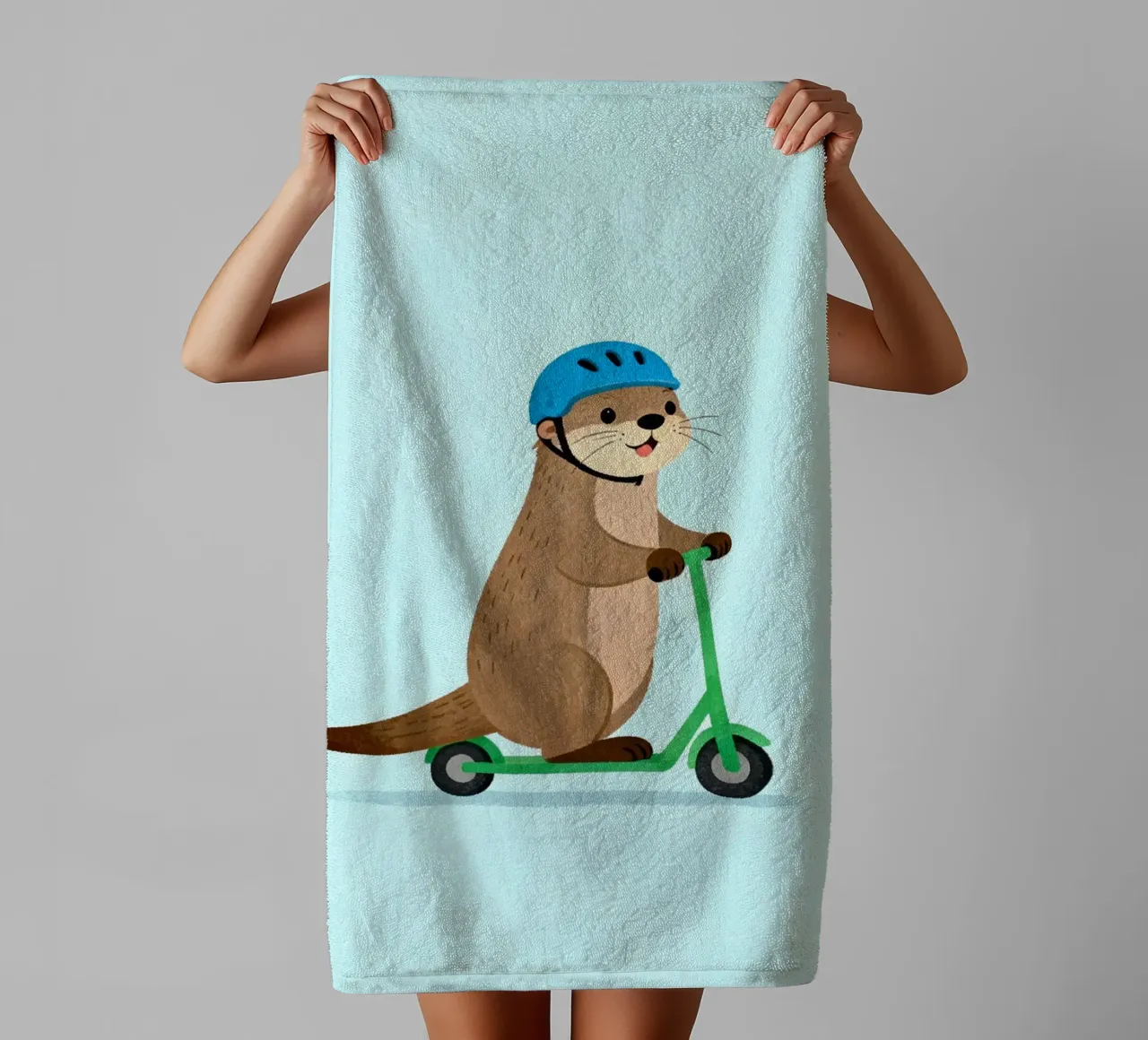 Otter on a Scooter asciugamano da bagno da EverLuvv Studio