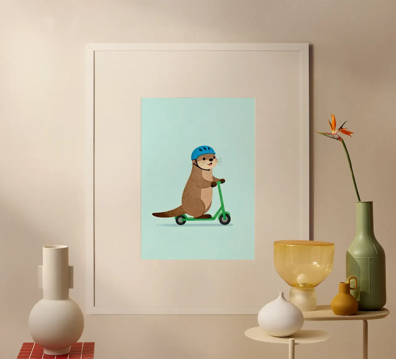 Otter on a Scooter carta hahnemühle da EverLuvv Studio