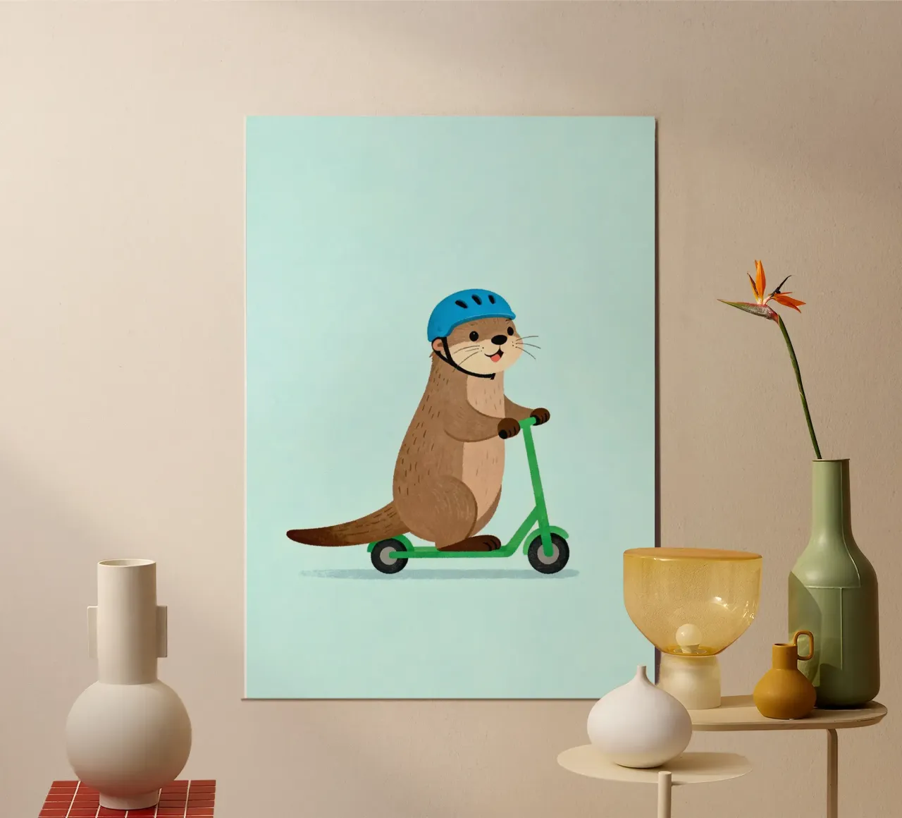 Otter on a Scooter carta hahnemühle da EverLuvv Studio