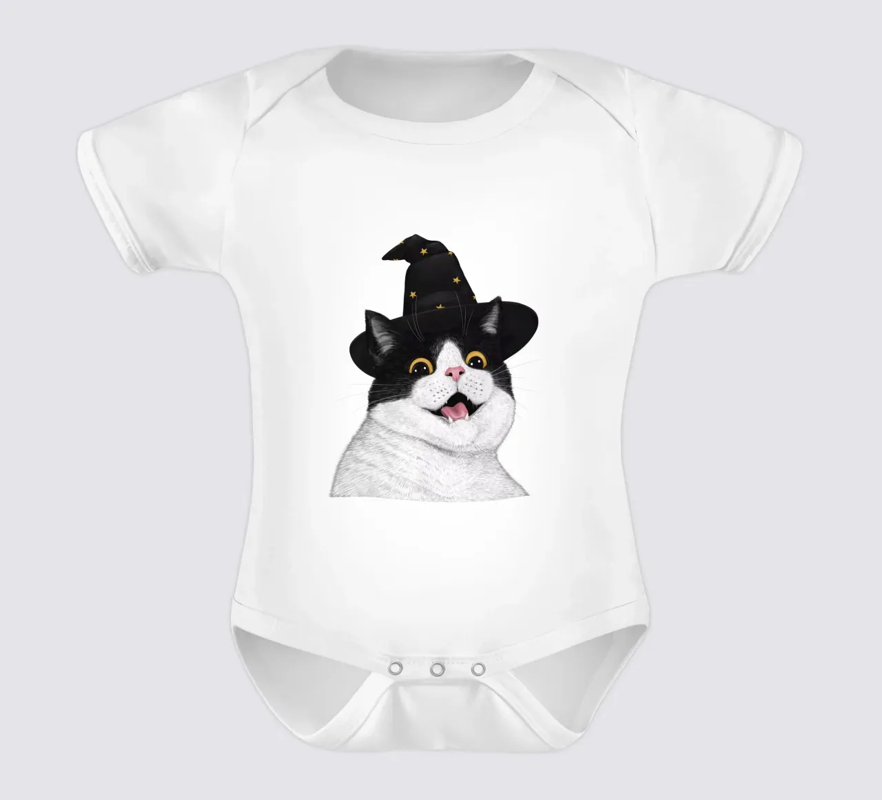 Halloween cat short-sleeve baby romper by valeriyakorenkova