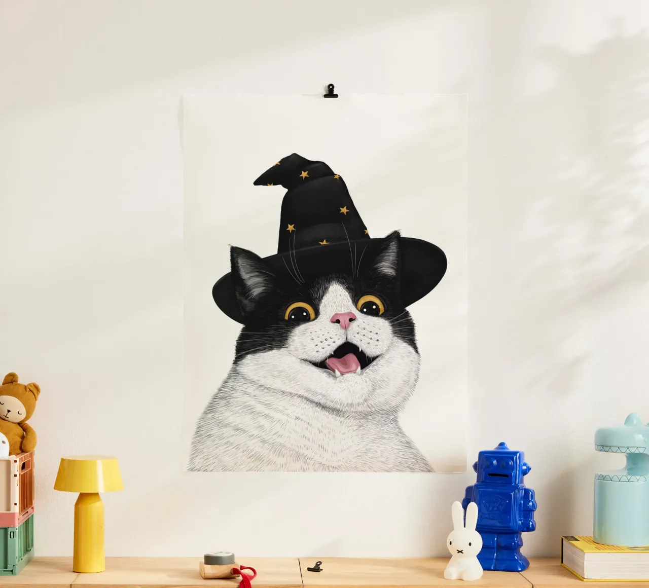 Gatto di Halloween poster con telaio in alluminio da valeriyakorenkova
