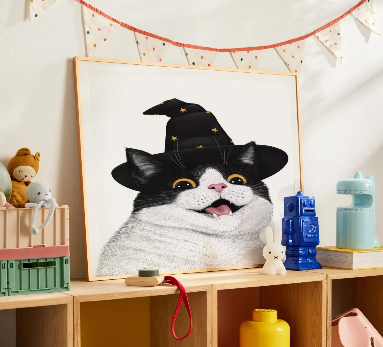 Gatto di Halloween poster con telaio in alluminio da valeriyakorenkova