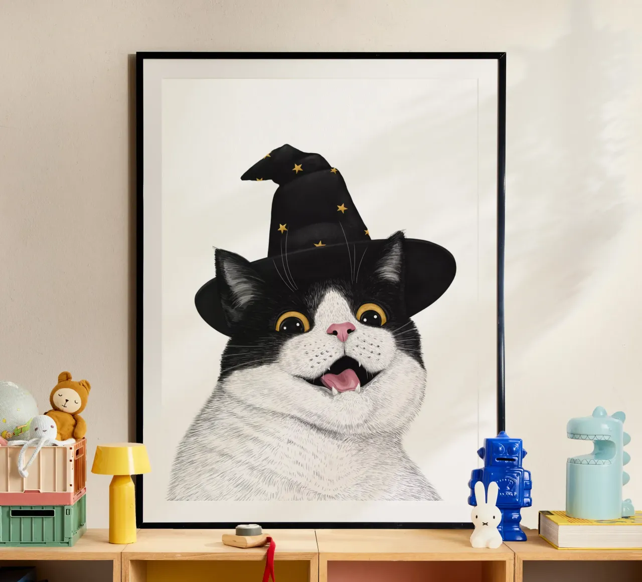 Gatto di Halloween poster con telaio in alluminio da valeriyakorenkova
