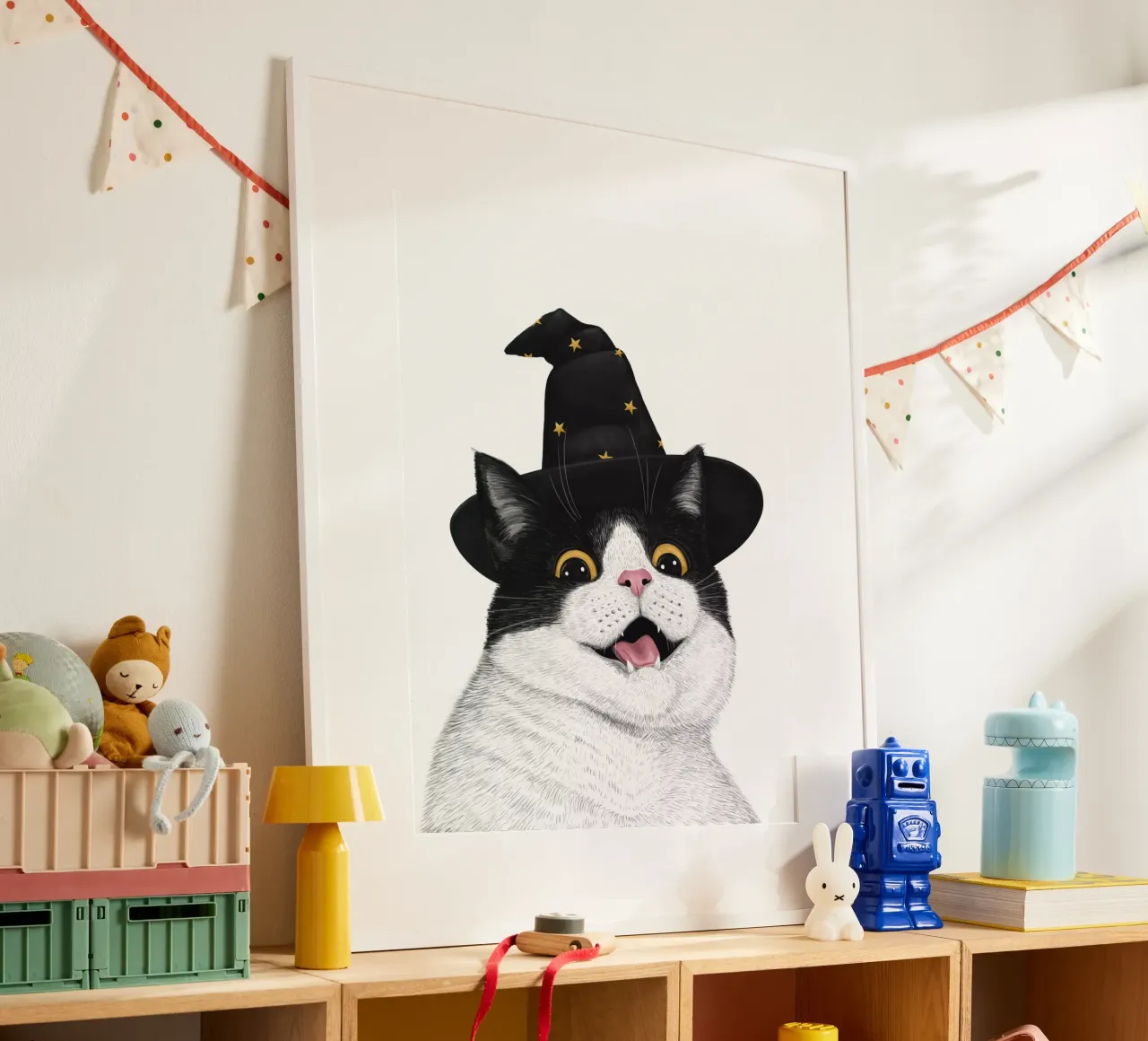 Gatto di Halloween poster con telaio in alluminio da valeriyakorenkova