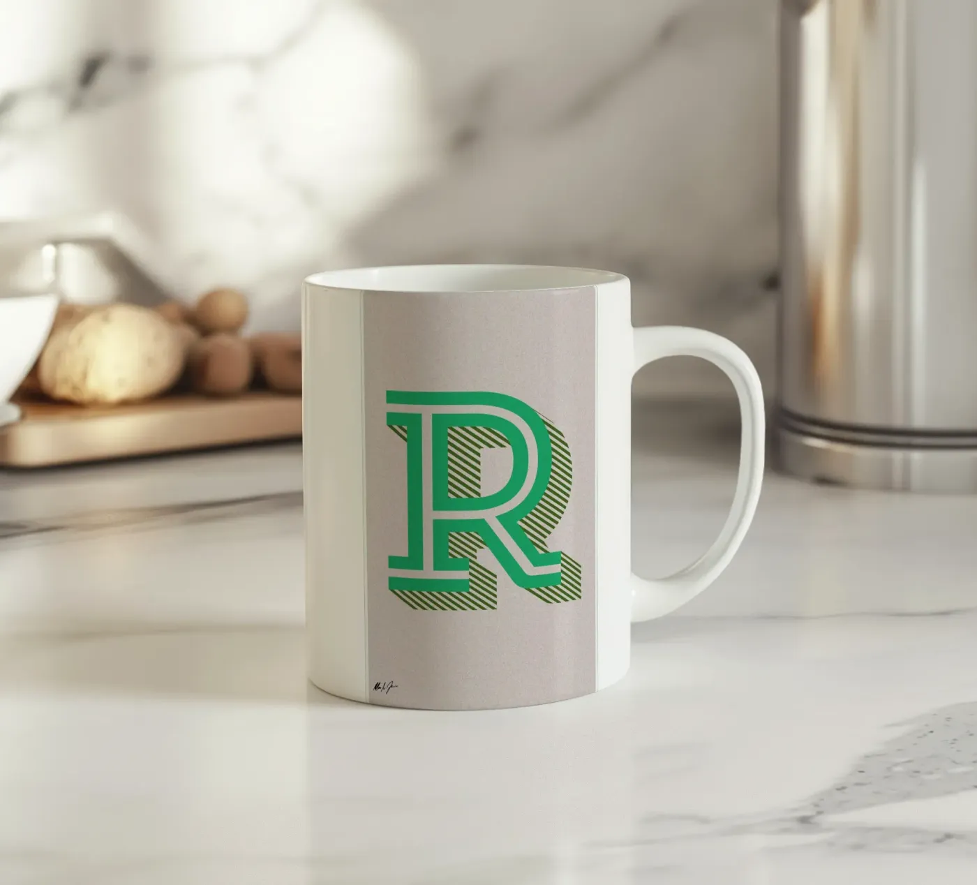 R ceramic mug by Andreas Jarner