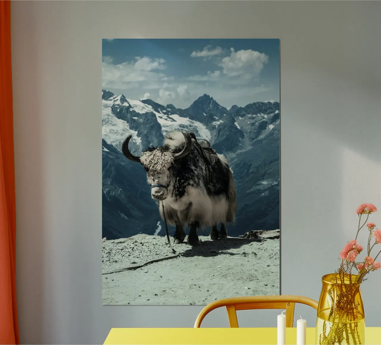 Yak in piedi su un sentiero di montagna carta hahnemühle da The Herringstore