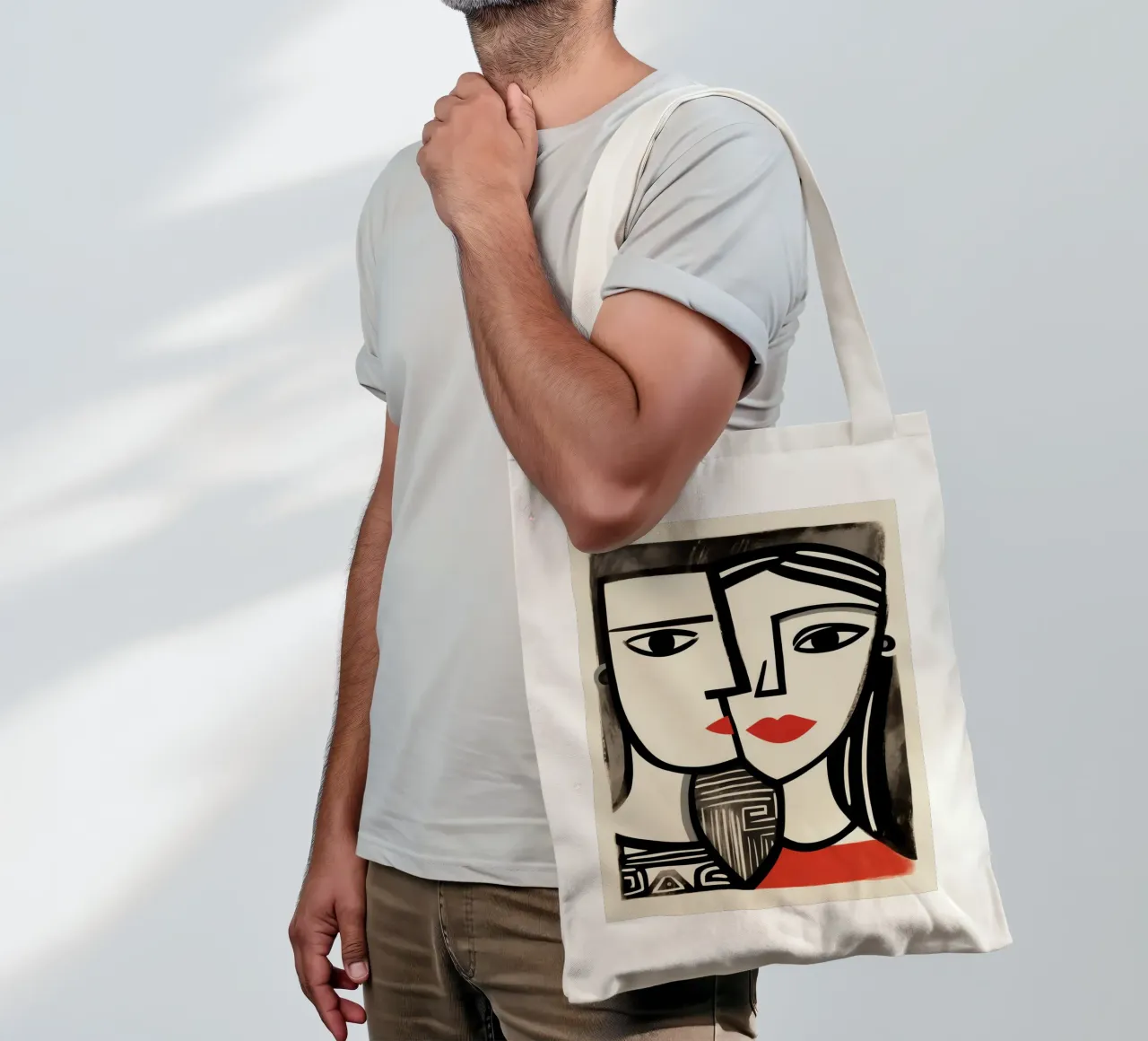 Doppio ritratto cubista | Omaggio a Picasso borsa in juta da Autofocus