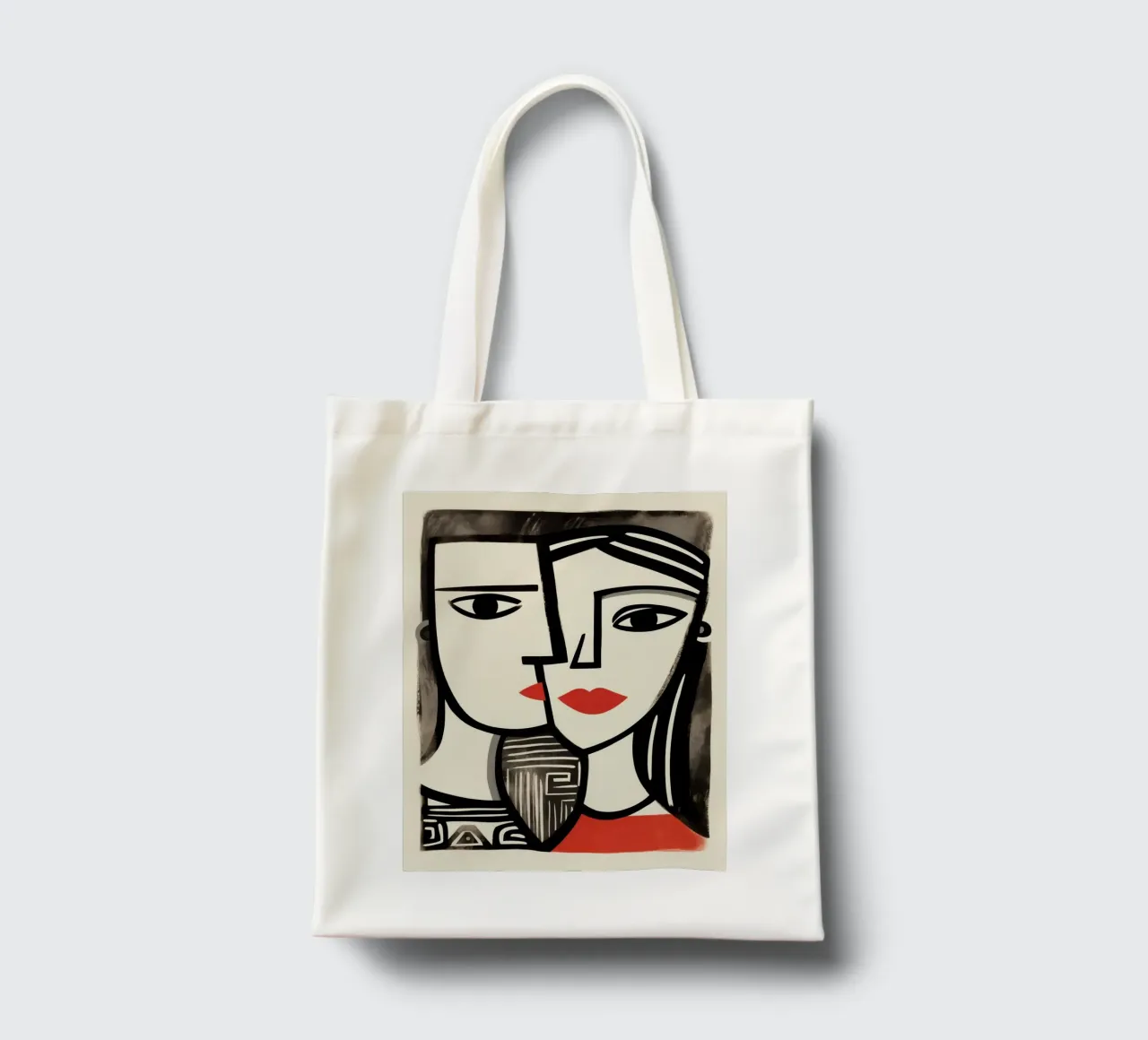 Doppio ritratto cubista | Omaggio a Picasso borsa in juta da Autofocus