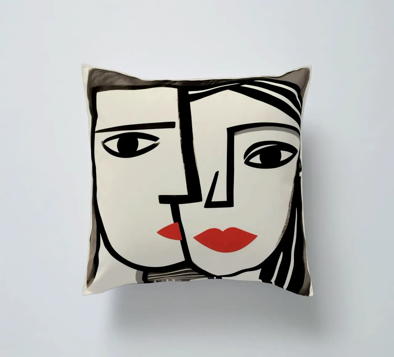Doppio ritratto cubista | Omaggio a Picasso cuscino da Autofocus