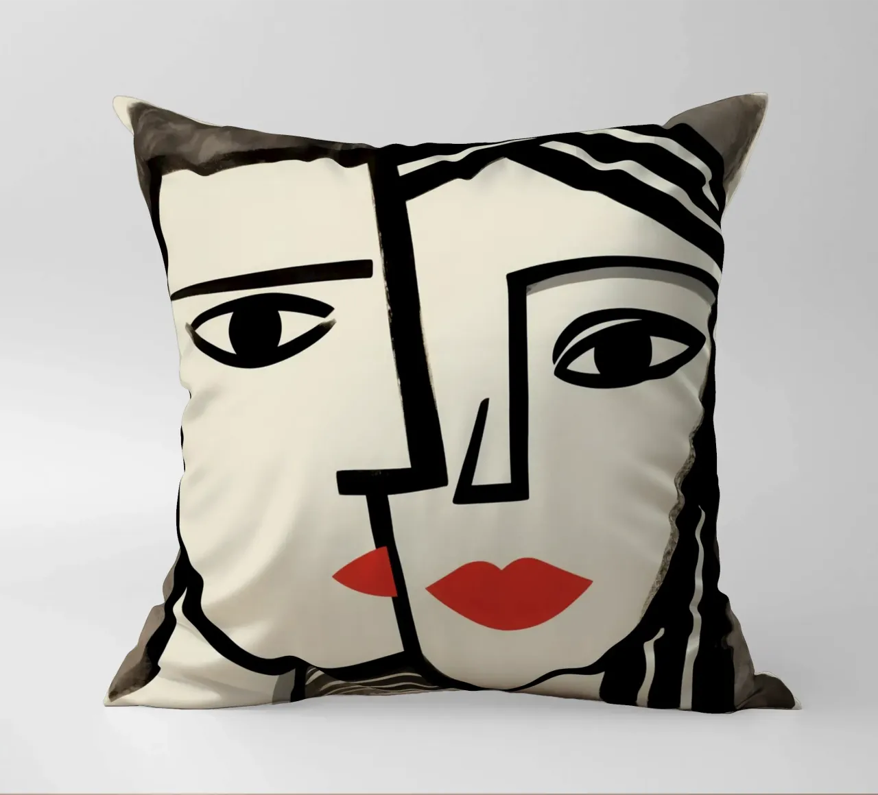 Doppio ritratto cubista | Omaggio a Picasso cuscino da Autofocus