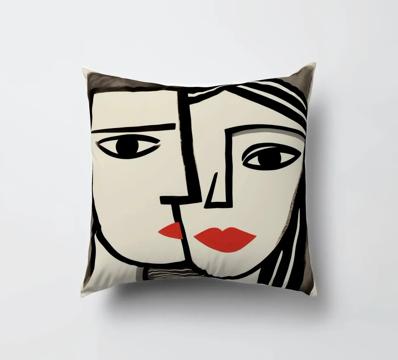 Doppio ritratto cubista | Omaggio a Picasso cuscino da Autofocus