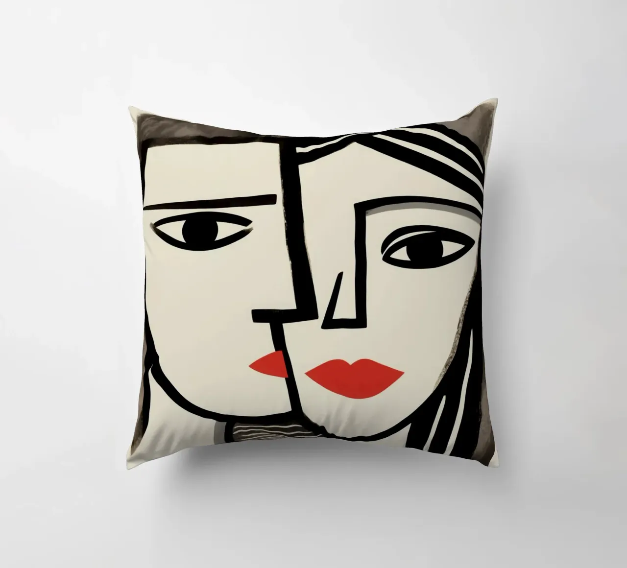 Doppio ritratto cubista | Omaggio a Picasso cuscino da Autofocus