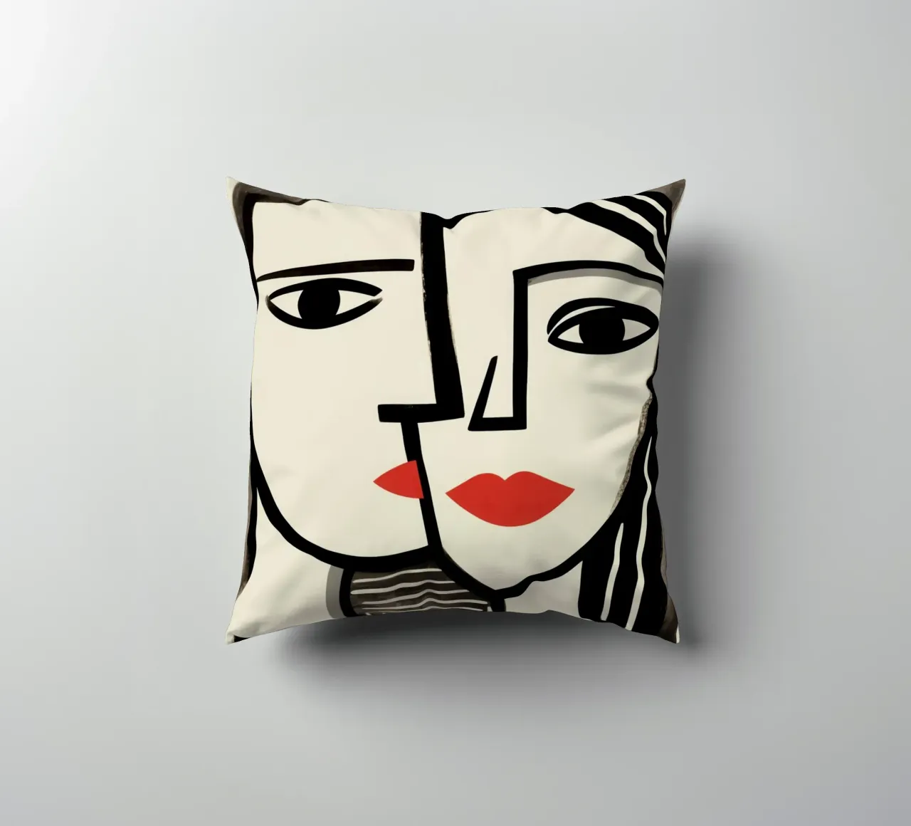 Doppio ritratto cubista | Omaggio a Picasso cuscino da Autofocus