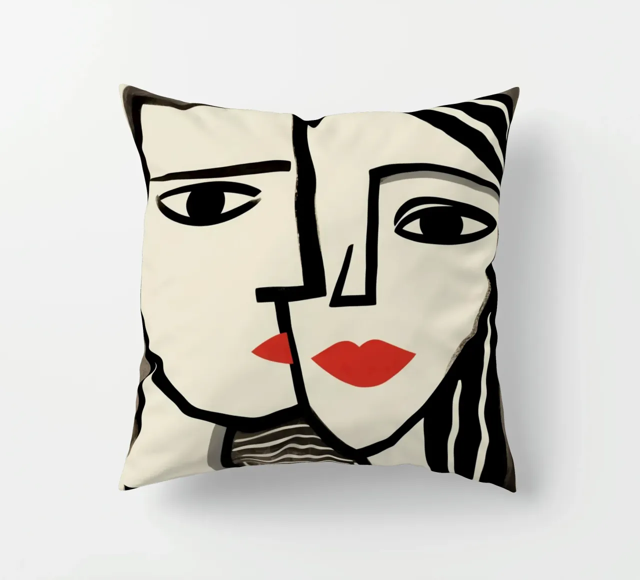 Doppio ritratto cubista | Omaggio a Picasso cuscino da Autofocus