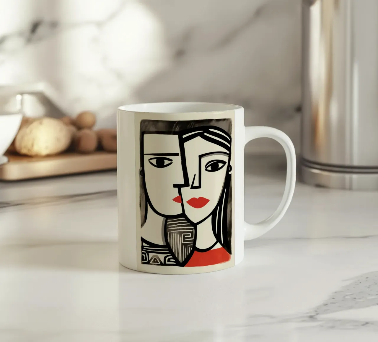 Double portrait cubiste | Hommage à Picasso mug en céramique de Autofocus