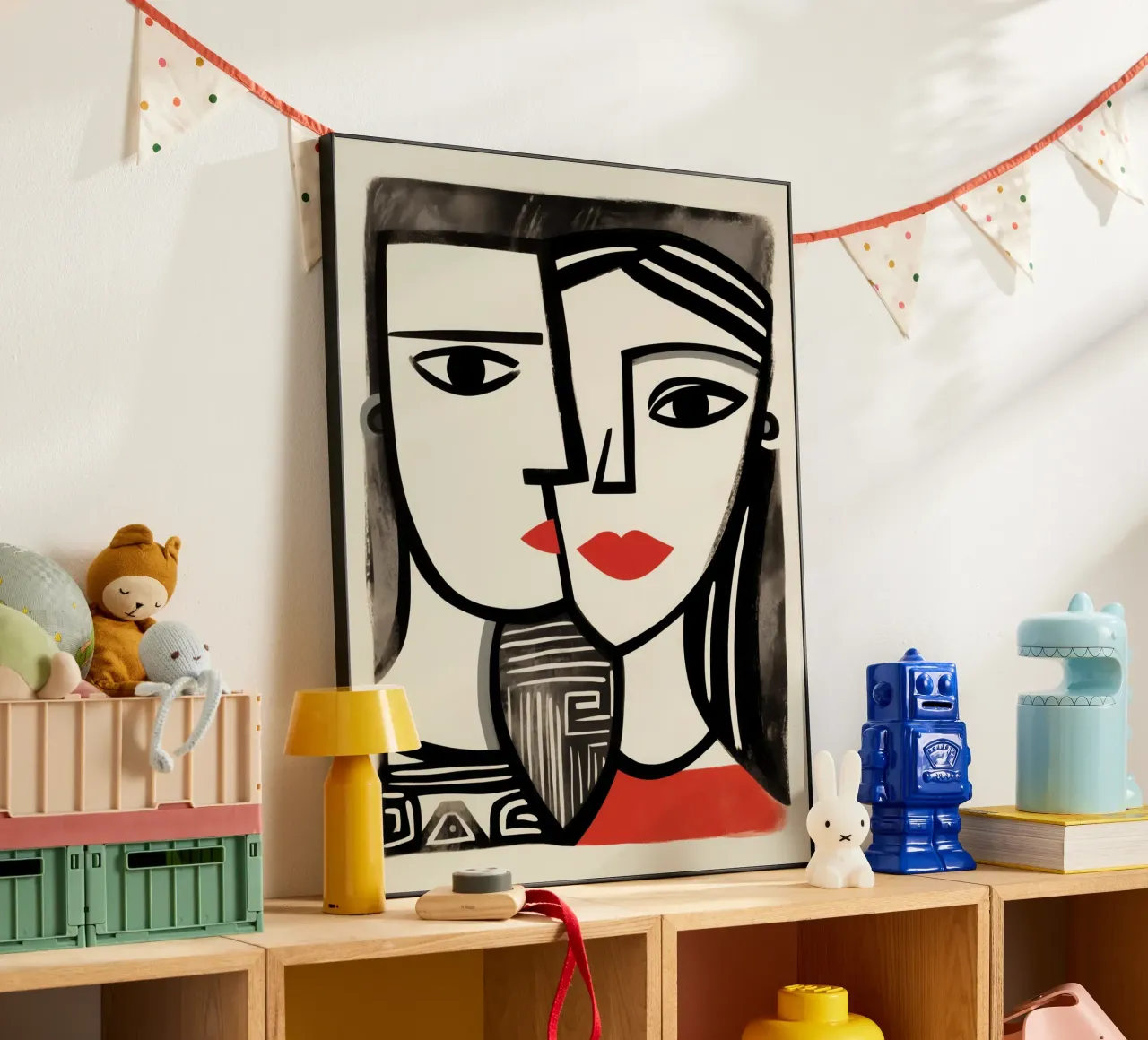 Doppio ritratto cubista | Omaggio a Picasso alluminio dibond da Autofocus