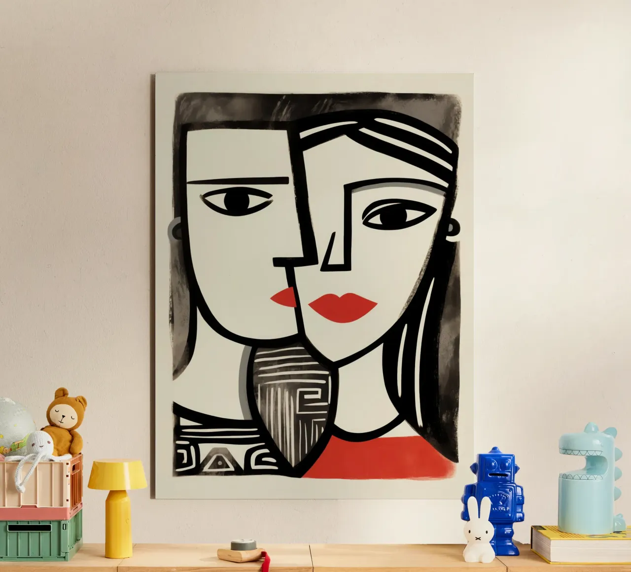 Doppio ritratto cubista | Omaggio a Picasso alluminio dibond da Autofocus