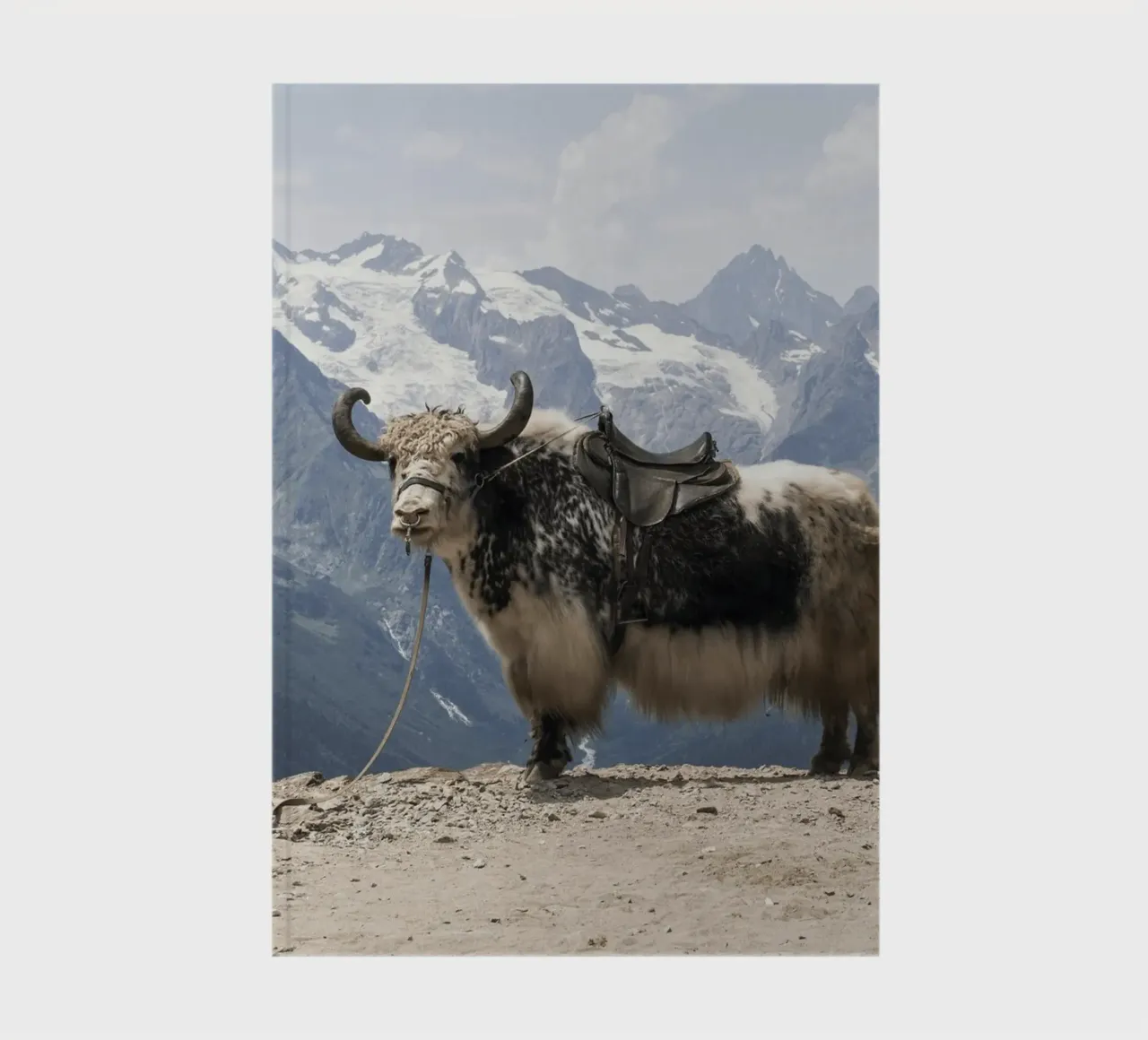 Yak Standing on a Snowy Mountain Backdrop notebook by The Herringstore