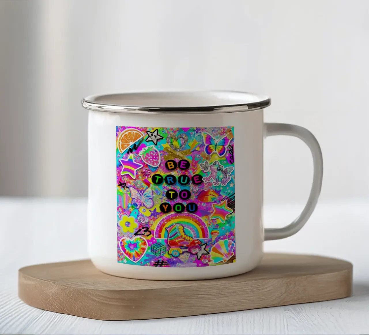 Siate fedeli a voi stessi tazza in smalto da Jess Stempel