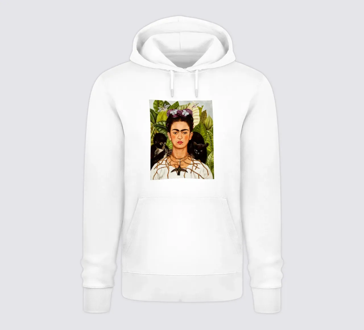 Self-Portrait with Thorn Necklace and Hummingbird by Frida K felpa con cappuccio da Classic Art Prints