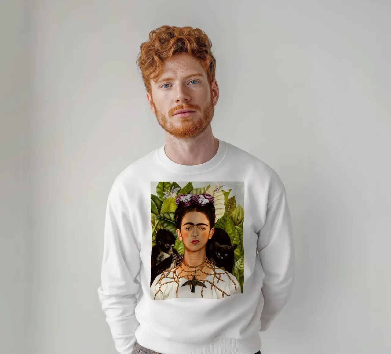 Self-Portrait with Thorn Necklace and Hummingbird by Frida K sudadera de Classic Art Prints