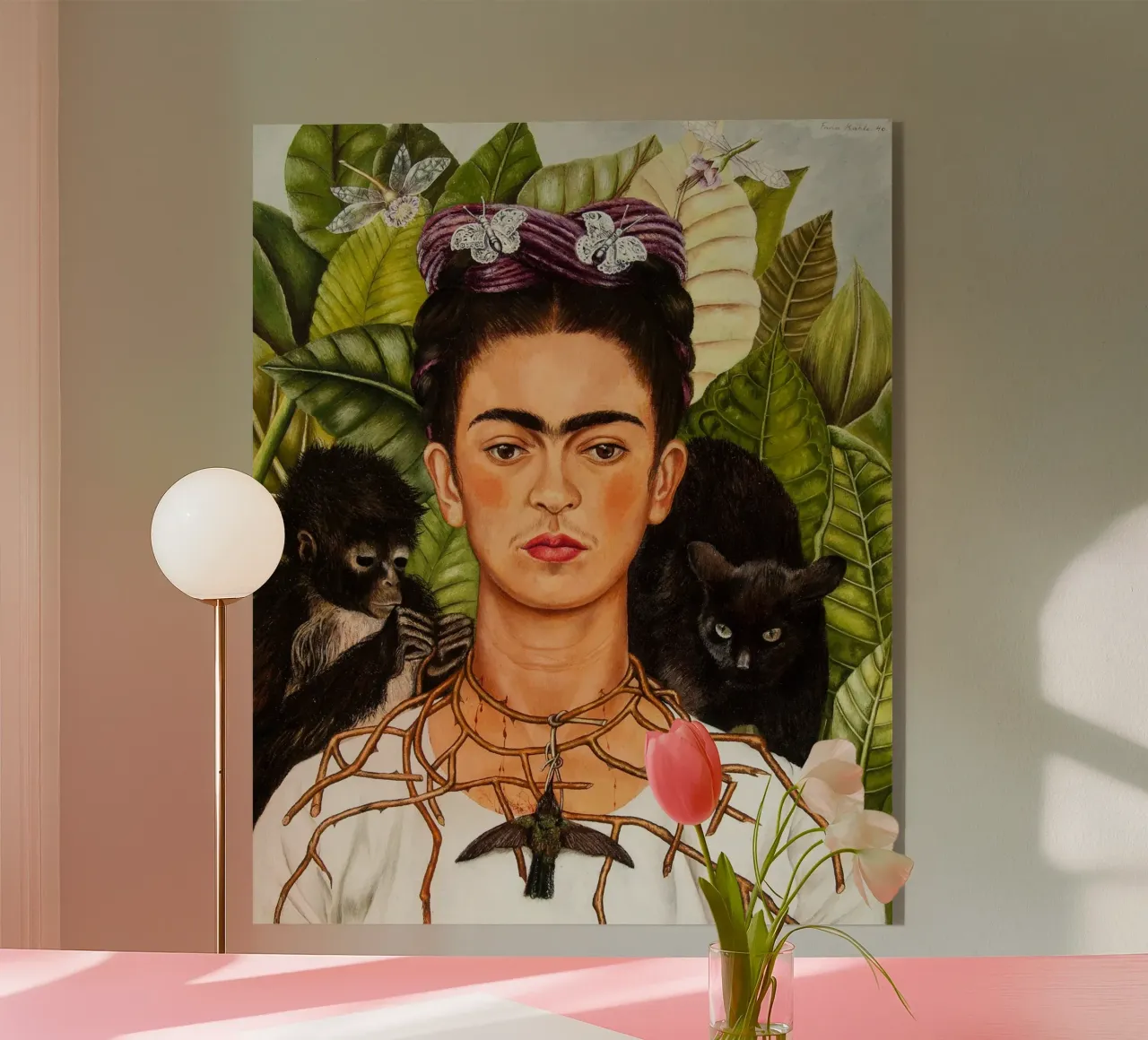 Self-Portrait with Thorn Necklace and Hummingbird by Frida K plexiglass da Classic Art Prints