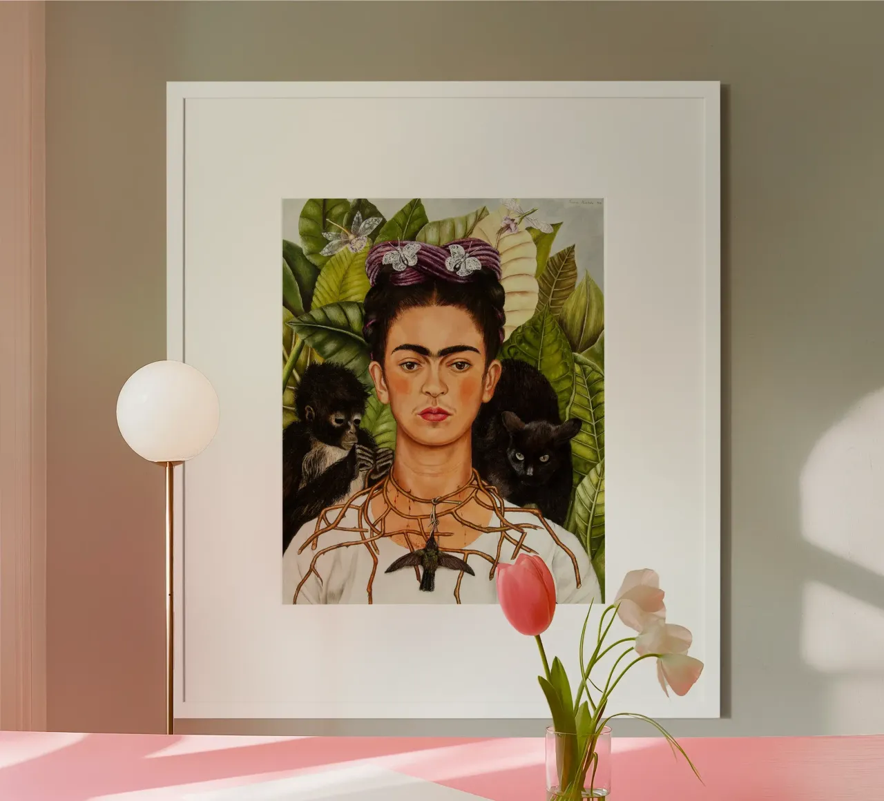 Self-Portrait with Thorn Necklace and Hummingbird by Frida K carta hahnemühle da Classic Art Prints