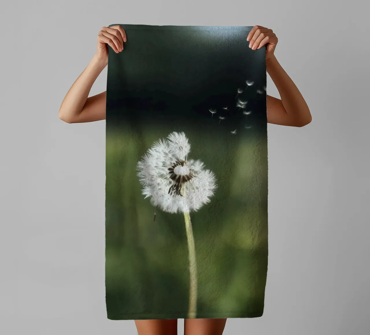 Dandelion Floating Seeds towel by Attaboy Dsgn